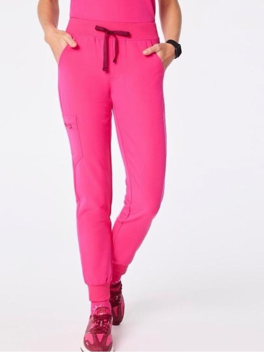 FIGS HW Zamora Jogger Scrub Pants Pink Watermelon Women's Size XS High Waist